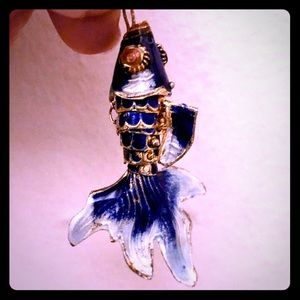 Articulated Blue and Gold Koi Fish Pendant 🐠